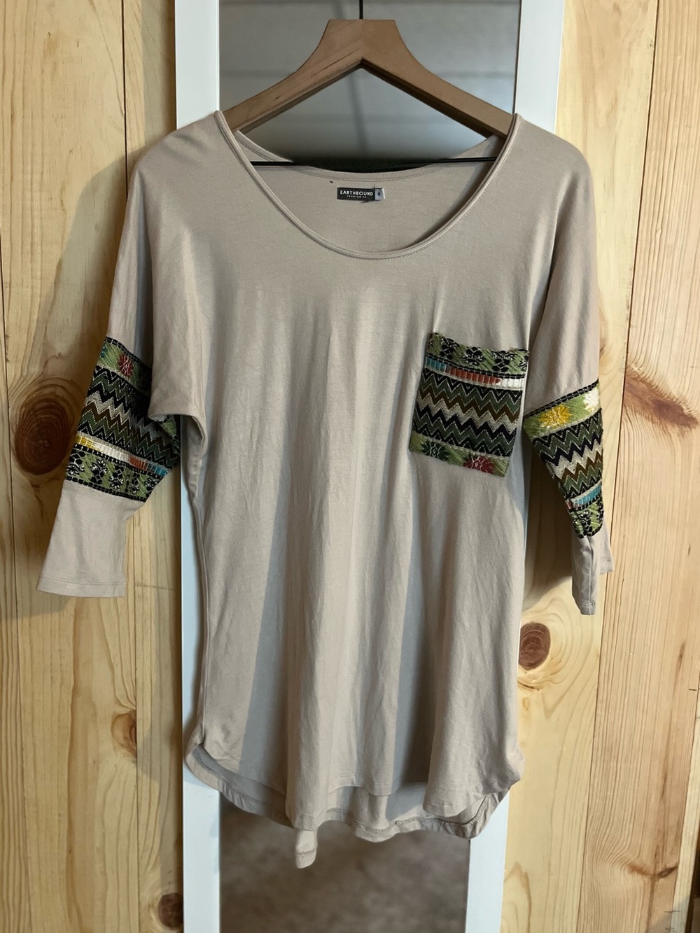 Earthbound Trading Co. Geometric Patterned Tunic Top